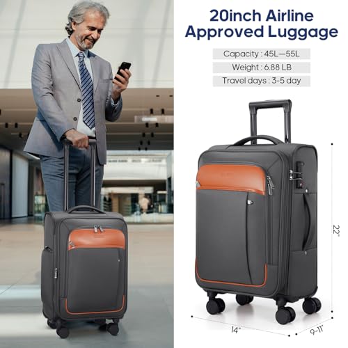 Expandable Carry On Luggage 22x14x9 Airline Approved