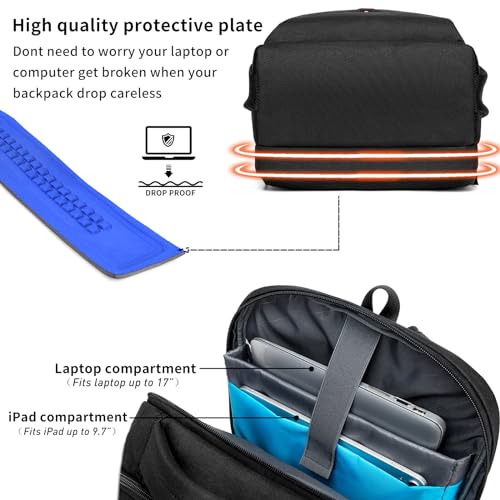 17 Inch Laptop Backpack for Travel with Backpack Rain Cover College Backpack for Men Laptop Bag with USB Charging Port