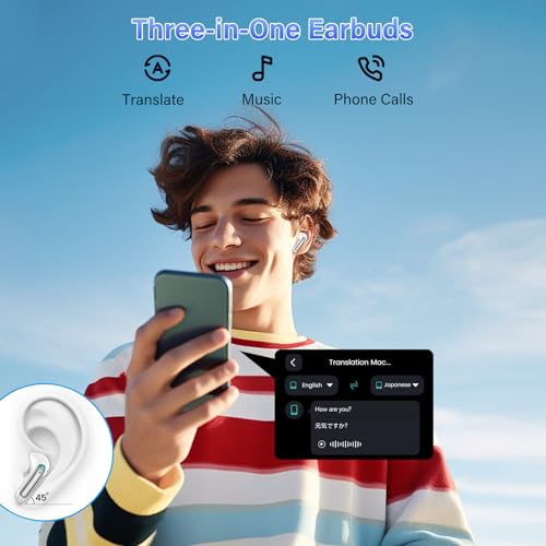 AI Translation Earbuds Real Time Voice Translator Device with Audio & Video Calls