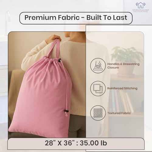 LFH Home Large Premium Cotton Rich Canvas Laundry Bag with Drawstring and Handles Heavy Duty (4 Count)
