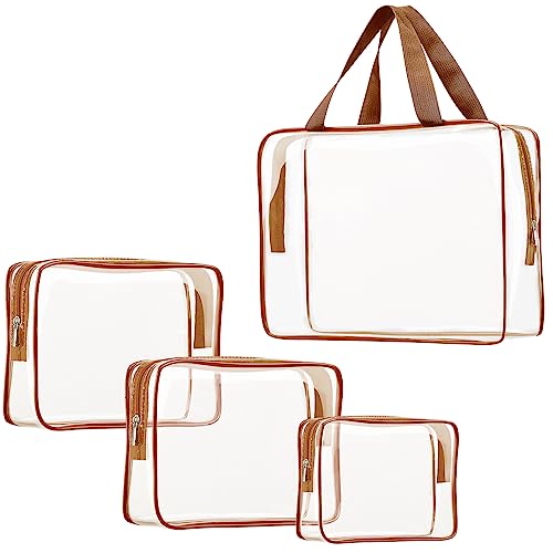 4Pcs Crystal Clear PVC Travel Toiletry Bag Kit for Women Men (4 Count)