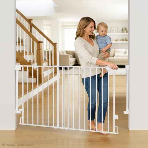 35.1 55" Extra Wide No Bottom Bar Baby Gate & Dog Gate for Stairs