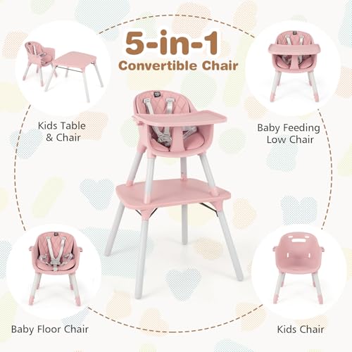 High Chair 5 in 1 Convertible Highchair for Babies & Toddlers