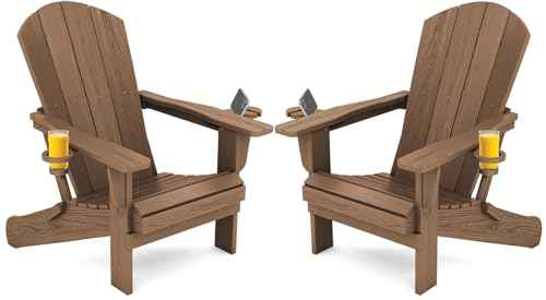 Outdoor Adirondack Chair Set of 2 with Cup Holders (2 Count)