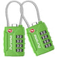 2 TSA Approved Luggage Locks 4 Digit Code Cable Lock Basic Green (2 Count)