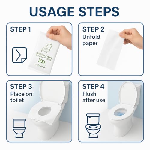 Individually Wrapped XXL Toilet Seat Covers Disposable Flushable for Travel (30 Count)