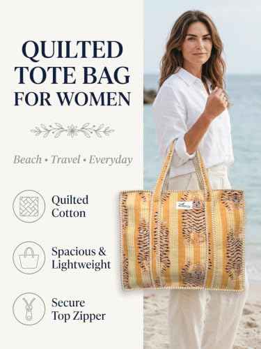 100% Cotton Quilted Tote Bag For Women