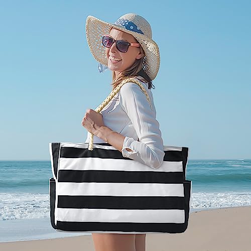 Beach Bag Large Beach Tote Bag for Women Waterproof Sandproof Swim Pool Bag With Zipper