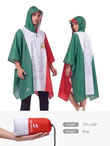Adult Rain Poncho Waterproof Hooded Raincoat Lightweight Packable