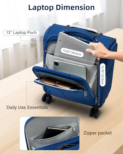 16 Inch Underseat Small Carry On Luggage with Spinner Wheels