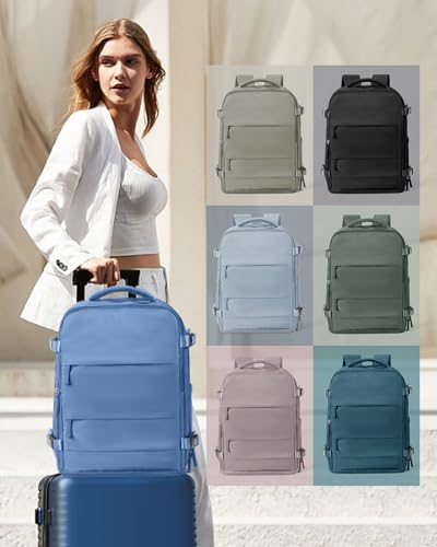 Large Travel Backpack Carry On for Women Man Waterproof Gym Backpacks with Laptop Compartment Mochila de Viaje Teacher Personal Item Backpack Rucksack Airplane Accessories Must Haves Sky Blue