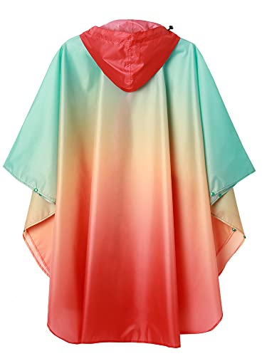 Adults Rain Poncho Waterproof Raincoat Women Gradient Hood with Pocket