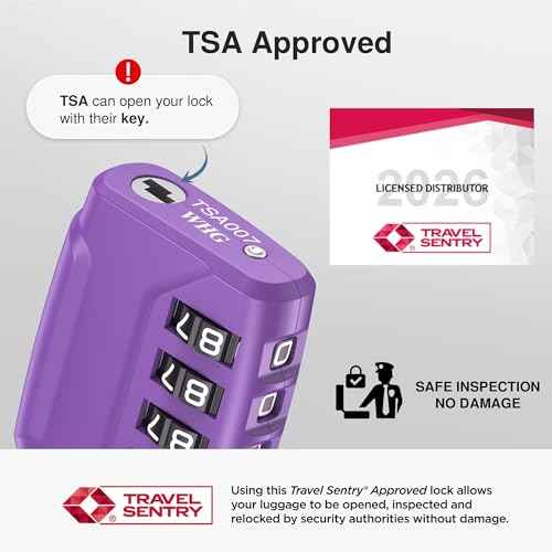 2 TSA Approved Luggage Locks 4 Digit Code Cable Lock Basic Purple (2 Count)