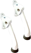 QCAA Heavy Duty Kickdown Door Stopper, 4", Zinc Die Cast, White, 2 Pack, Made in Taiwan
