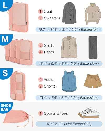 Compression Packing Cubes for Travel (6 Count)
