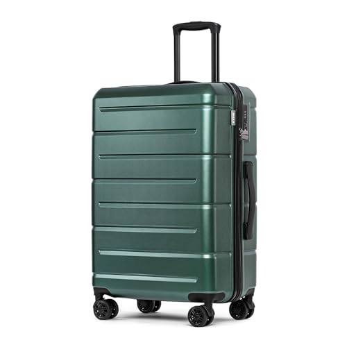 24 Inch Luggage TSA Approved Hardshell Suitcases with Spinner Wheels Durable PC+ABS Medium Checked Travel Luggage for Women Men Green