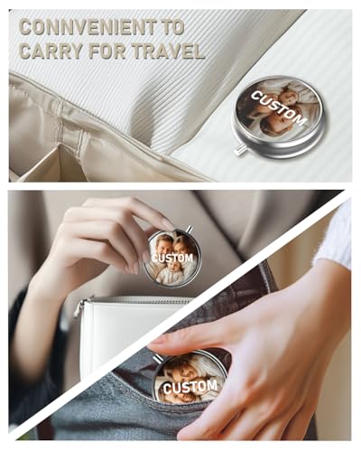 Pill Box 3 Compartment Portable Travel Medicine Box with Mirror
