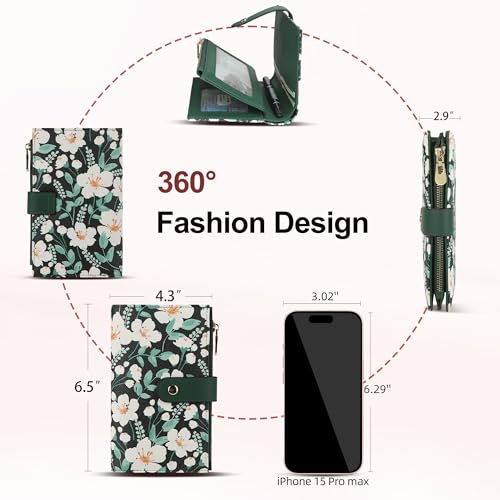 Womens Wallet RFID Blocking Vegan Leather Trifold Clutch Credit Card Holder Ladies Travel Wallet Purse with Pen Holder