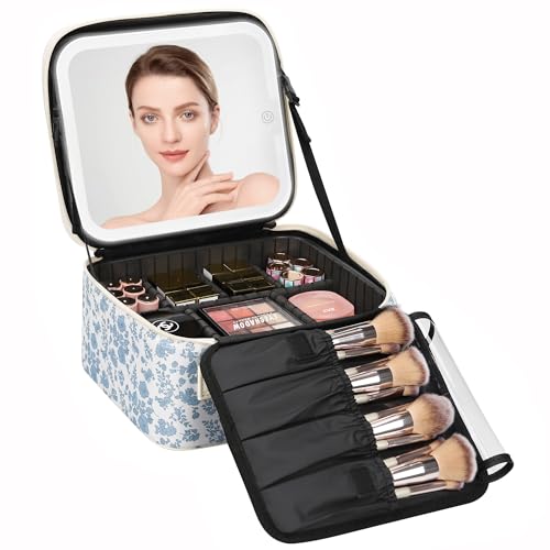 Travel Makeup Bag with LED Mirror