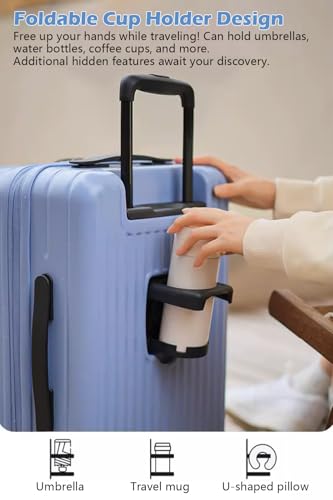 24 Inch Expandable Carry On Luggage with Cup Holder