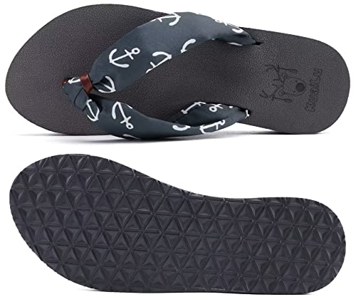 Flip Flops for Women Arch Support Summer Beach Sandals Grey Size 9