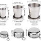 3 Pcs Stainless Steel Collapsible Cups for Traveling with Keychains (3 Count)