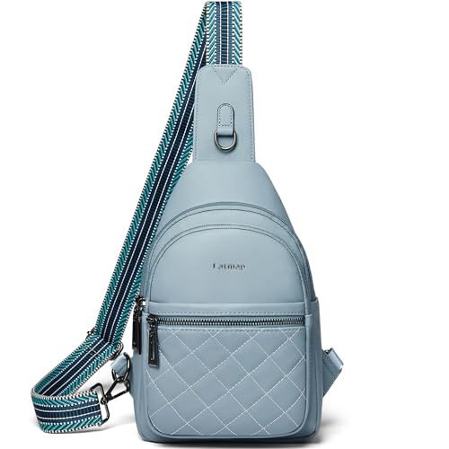 Sling Bag For Women Fanny Pack Crossbody Travel Shoulder Belt Bags Tote Backpack Purse Faux Leather Light Blue