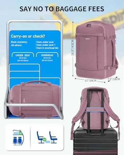 17'' Travel Backpack Airlines Approved Personal Item Carry On Bag Pink