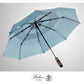 Folding Umbrella Real Wood Handle Kimono Navy Sea Blue