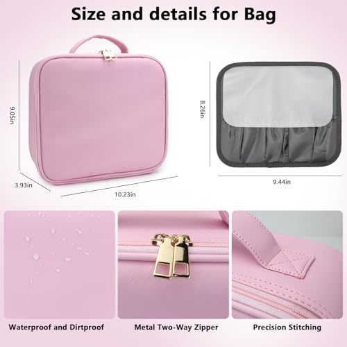 Travel Makeup Bag with LED Mirror Travel Makeup Organizer with 3 Lighted Settings