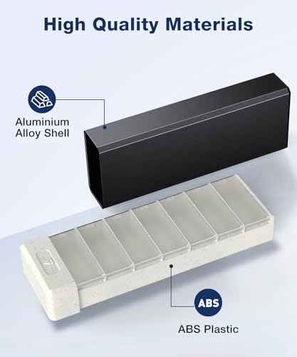 Metal Pill Organizer with 7 Separate Compartments for Pills Storage