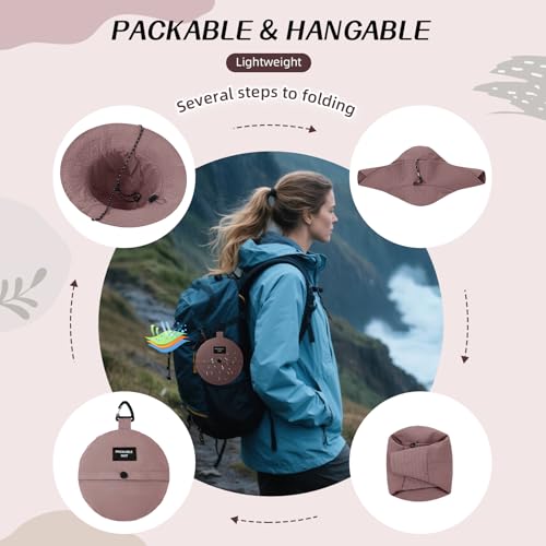 Waterproof Bucket Hats for Woman UPF 50+ Sun Hat Pink