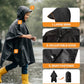 Hooded Rain Poncho Waterproof Raincoat Jacket for Kids Black