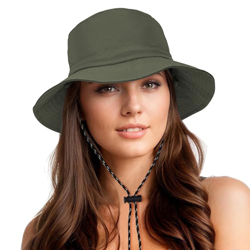 Waterproof Bucket Hats for Woman UPF 50+ Sun Hat Olive