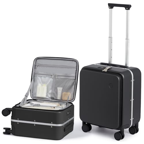 17x14x9 Carry On Luggage Underseat PC Hard Shell Suitcase Top Opening Aluminum Frame Travel Suitcases with Wheels