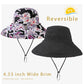 Womens Sun Hats Wide Brim Reversible Bucket Cotton Hat Packable Summer Travel Cap with Hat Clip