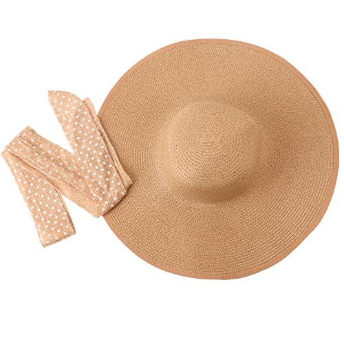 Wide Brim Sun Hat for Women Floppy Straw Hat Summer Beach Hats Fashionable Trendy Hats Sun Protection UPF 50+