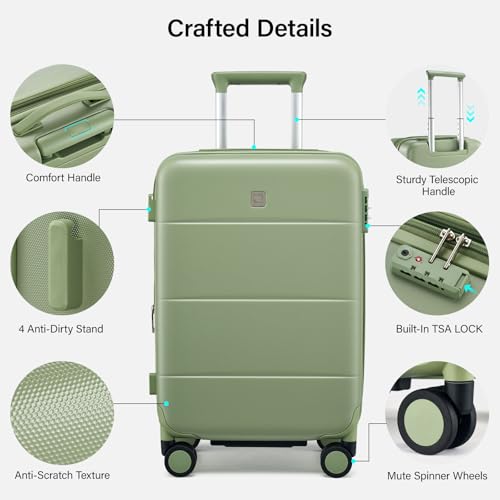 Carry On Luggage 22x14x9 Airline Approved Hardside 20 Inch Suitcase