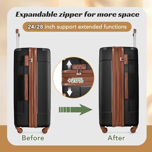 Luggage Set 6 Piece Expandable Lightweight ABS Hardshell Suitcases with Wheels