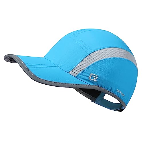Baseball Cap Nylon Running Cap Outdoor Sports Hat for Men Women Adjustable Quick Drying Reflective Foldable UPF50+ Breath Mesh Water Repellency Race Performance Lightweight Sky Blue
