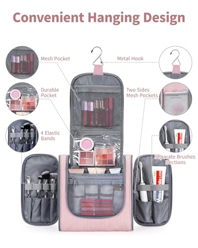 Hanging Toiletry Bag for Women Travel Makeup Bag Organizer Toiletries Bag for Cosmetics Essentials Accessories