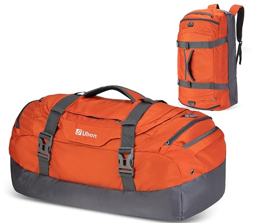 Large Convertible Duffel Backpack Weekender Gym Bag Orange 80L