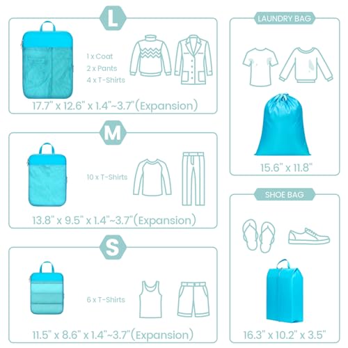 Mesh Compression Packing Cubes for Travel (6 Count)