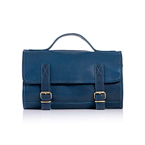 Premium Buffalo Leather Roll Toiletry Bag Travel Dopp Kit