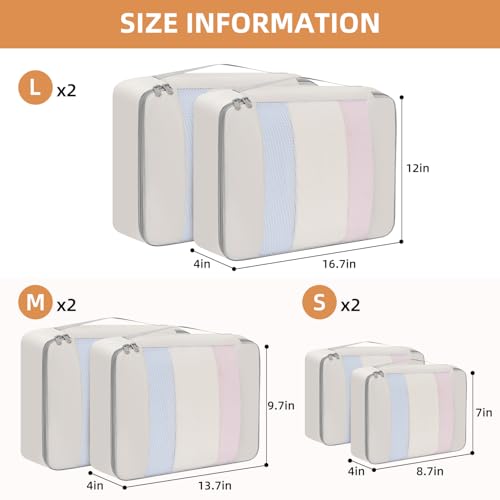 6 Set Packing Cubes Various Sizes Packing Organizer for Travel Accessories Luggage Carry On Suitcase