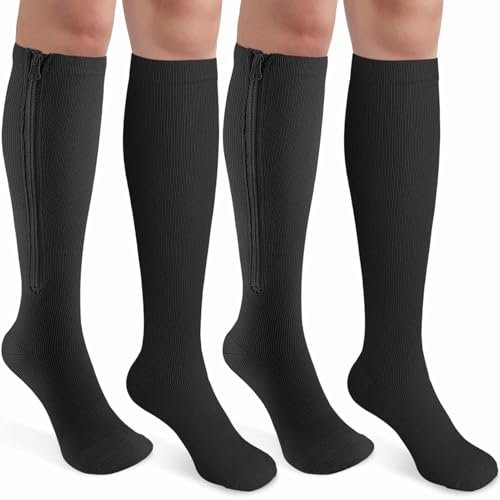 2 Pairs Zipper Compression Socks for Women & Men