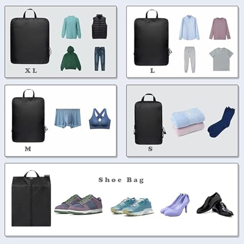 6 Set Ultralight Compression Packing Cubes Packing Organizer for Travel Accessories Luggage Suitcase Backpack (6 Count)
