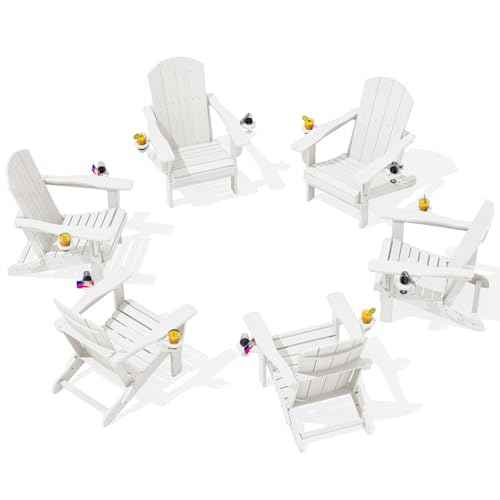 Outdoor Adirondack Chair Set of 6 with Cup Holders (6 Count)
