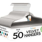 Premium Velvet Hangers 50 Pack Ultra Thin Non Slip Adult Felt Space Saving Suit Hanger for Closet Heavy Duty Coat Pants Jackets Dress Hangers 360° Swivel Hook Hold Upto 10 lbs Silver Birch (50 Count)