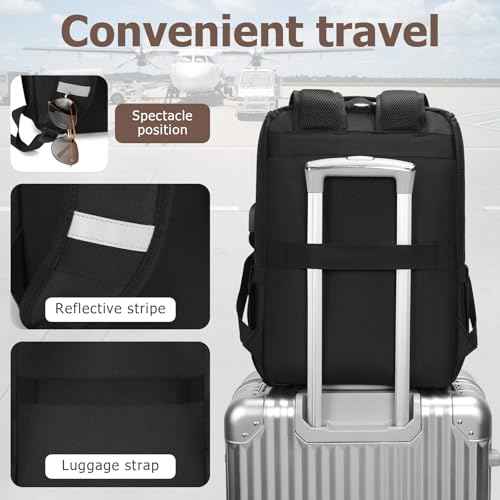 Vintage Backpack Travel Laptop Backpack with usb Charging Port for Women & Men College Backpack Fits 15.6 Inch Laptop Black Brown